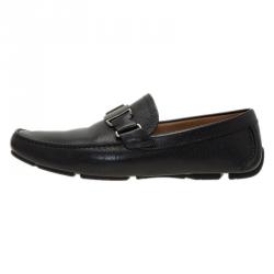 Pre Owned Salvatore Ferragamo Black Leather Sardegna Loafers Size 43