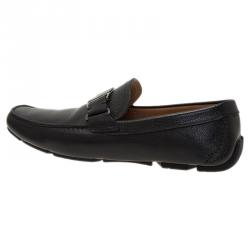 Pre Owned Salvatore Ferragamo Black Leather Sardegna Loafers Size 43