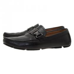 Pre Owned Salvatore Ferragamo Black Leather Sardegna Loafers Size 43