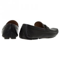 Pre Owned Salvatore Ferragamo Black Leather Sardegna Loafers Size 43