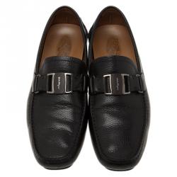Pre Owned Salvatore Ferragamo Black Leather Sardegna Loafers Size 43