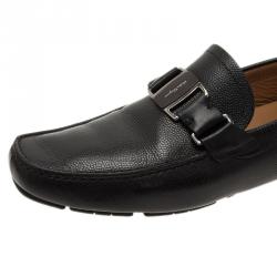 Pre Owned Salvatore Ferragamo Black Leather Sardegna Loafers Size 43