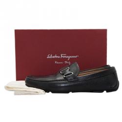 Pre Owned Salvatore Ferragamo Black Leather Sardegna Loafers Size 43