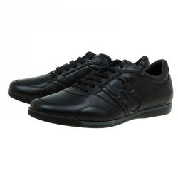 Pre Owned Salvatore Ferragamo Black Leather Sneakers Size 44