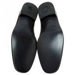 Pre Owned Salvatore Ferragamo Brown and White Leather Slip On Loafers Size 44