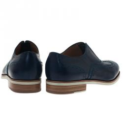 Pre Owned حذاء سالفاتوري فيراغامو سليب أون ريكي بروغ  جلد أزرق داكن مقاس 44