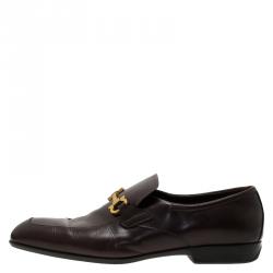 Pre Owned حذاء لوفرز سالفاتوري فيراغامو جلد بني مقاس 44.5