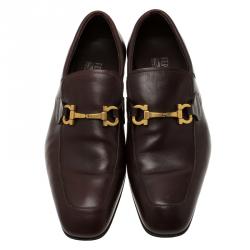 Pre Owned حذاء لوفرز سالفاتوري فيراغامو جلد بني مقاس 44.5