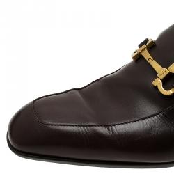 Pre Owned حذاء لوفرز سالفاتوري فيراغامو جلد بني مقاس 44.5