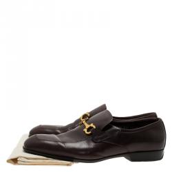 Pre Owned حذاء لوفرز سالفاتوري فيراغامو جلد بني مقاس 44.5