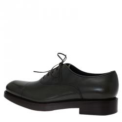 Pre Owned حذاء أوكسفورد سلفاتوري فيراغامو برايد جلد أخضر زيتونى