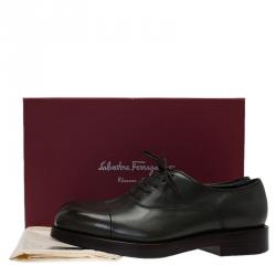 Pre Owned حذاء أوكسفورد سلفاتوري فيراغامو برايد جلد أخضر زيتونى