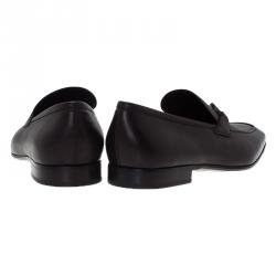 Pre Owned حذاء لوفرز سالفاتوري فيراغامو غانسيو بيت مينفريدي جلد بنية مقاس 44.5