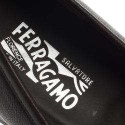 Pre Owned حذاء لوفرز سالفاتوري فيراغامو غانسيو بيت مينفريدي جلد بنية مقاس 44.5