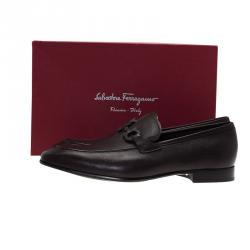 Pre Owned حذاء لوفرز سالفاتوري فيراغامو غانسيو بيت مينفريدي جلد بنية مقاس 44.5