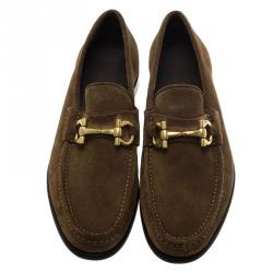 Pre Owned حذاء لوفرز سالفاتوري فيراغامو  غانسيو بيت سويدي بنية مقاس 41.5