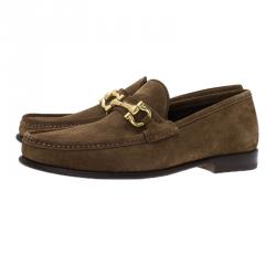 Pre Owned حذاء لوفرز سالفاتوري فيراغامو  غانسيو بيت سويدي بنية مقاس 41.5