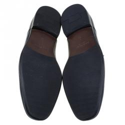 Salvatore Ferragamo Navy Blue Leather Mattia Loafers Size 41