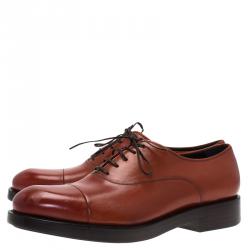 Pre Owned Salvatore Ferragamo Brown Leather Pride Oxfords Size 42.5