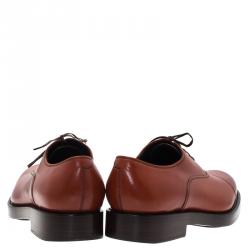 Pre Owned Salvatore Ferragamo Brown Leather Pride Oxfords Size 42.5