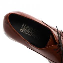 Pre Owned Salvatore Ferragamo Brown Leather Pride Oxfords Size 42.5