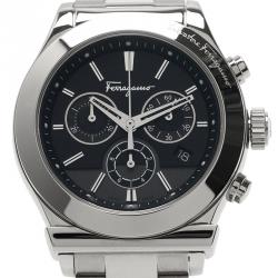 Pre Owned Salvatore Ferragamo Black Stainless Steel 1898 Men's Wristwatch 42MM