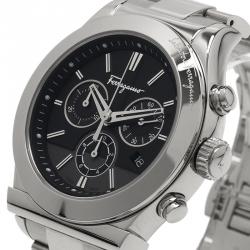 Pre Owned Salvatore Ferragamo Black Stainless Steel 1898 Men's Wristwatch 42MM