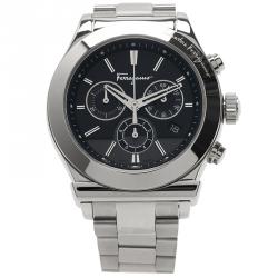 Pre Owned Salvatore Ferragamo Black Stainless Steel 1898 Men's Wristwatch 42MM