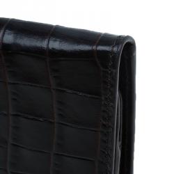 Symthson Dark Brown Croc Leather iPhone Wallet