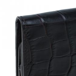 Symthson Dark Brown Croc Leather iPhone Wallet