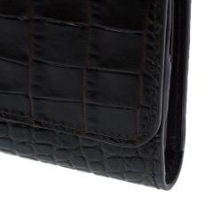 Symthson Dark Brown Croc Leather iPhone Wallet