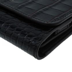 Symthson Dark Brown Croc Leather iPhone Wallet