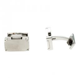 S.T. Dupont Suitcase Brush Decor Silver Tone Classic Men's Cufflinks