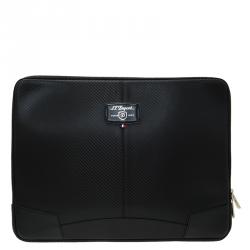 S.T. Dupont Black Leather Carbone Laptop Case 