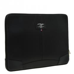 S.T. Dupont Black Leather Carbone Laptop Case 