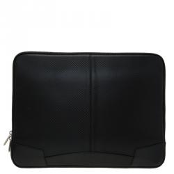 S.T. Dupont Black Leather Carbone Laptop Case 