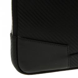 S.T. Dupont Black Leather Carbone Laptop Case 