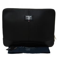 S.T. Dupont Black Leather Carbone Laptop Case 