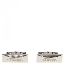 S.T. Dupont Logo Rectangular Diamond Head Palladium Plated Men's Cufflinks