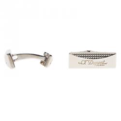 S.T. Dupont Logo Rectangular Diamond Head Palladium Plated Men's Cufflinks