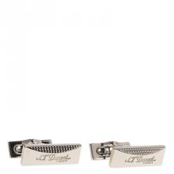 S.T. Dupont Logo Rectangular Diamond Head Palladium Plated Men's Cufflinks