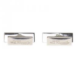 S.T. Dupont Logo Rectangular Diamond Head Palladium Plated Men's Cufflinks