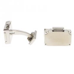 Pre Owned S.T. Dupont Suitcase Brush Decor Silver Tone Classic Men's Cufflinks