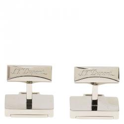 Pre Owned S.T. Dupont Suitcase Brush Decor Silver Tone Classic Men's Cufflinks