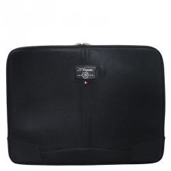 S.T. Dupont Black Leather Carbone Laptop Case