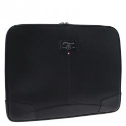 S.T. Dupont Black Leather Carbone Laptop Case