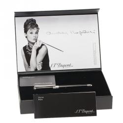 S.T. Dupont Thematic Audrey Hepburn Limited Edition Black Lacquer Palladium Finish Fountain Pen With 18k Gold Medium Nib