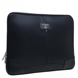 S.T. Dupont Black Leather Carbone Laptop Case