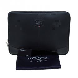 S.T. Dupont Black Leather Carbone Laptop Case