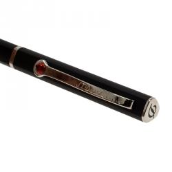 Pre Owned S.T. Dupont Karl Lagerfeld Black Lacquer & Palladium Finish Ballpoint Pen